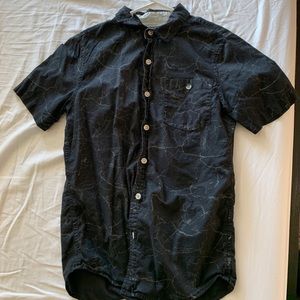 Black Vintage Granite Style Dress Shirt Small
